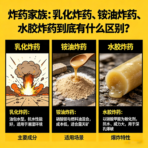 杏花岭炸药家族：乳化炸药、铵油炸药、水胶炸药到底有什么区别？